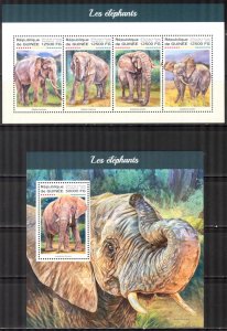 Guinea 2018 Elephants II sheet + S/S MNH