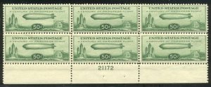 U.S. #C18 Mint NH Plate Block - 1933 50c Zeppelin