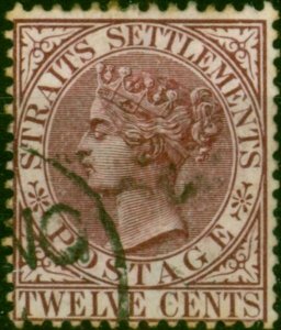 Straits Settlements 1883 12c Brown-Purple SG67 Good Used