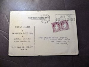 1952 Ireland Cover Baile Atha Cliath Dublin to San Francisco CA USA Burns Oates