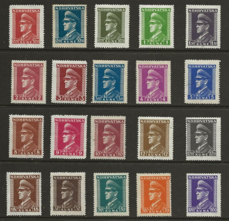 Croatia  (1943)  - Scott # 61 - 80,     MNH