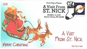 21-298, 2021, A Visit from St Nick, First Day Cover, Pictorial Postmark, Santa