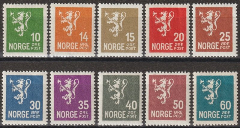 EDSROOM-16361 Norway 115-7, 119, 121-2, 124, 126-8 MNH 1926-34 CV$60