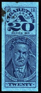 TA411b Series 125 Cigarette Revenue Stamp: 20 Cigarettes (1955) Used