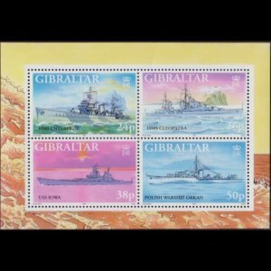 GIBRALTAR 1997 - Scott# 732 S/S WWII Warships NH creases