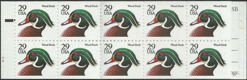 # 2484d Mint Never Hinged ( MNH ) Full Booklet WOOD DUCK    