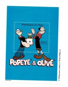 Niger - Popeye The Sailorman - Souvenir Stamp Sheet - MNH