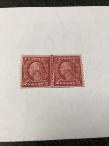 US 492 Washington Pair 1917 PSAG Graded 80 Original Gum Mint Never Hinged 