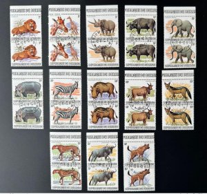 1982 Burundi Mi. 1583 - 1595 Pair Obliterated Wildlife Elephant Lion Panther Mammals-