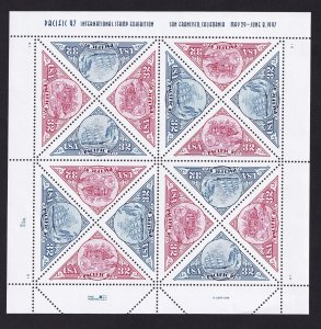 Scott #3130-3131a Stamp Triangle - Ship & StageCoach 32c Sheet of 16 Stamps -MNH