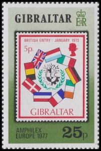 Gibraltar 392 Amphilex British Entry 25p single MNH 1977