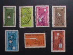 ​CUBA-1966-SC#1111-7 VERY OLD CUBA STAMPS-10TH CENTRAL AMERICA GAMES USED-VF