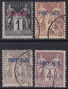 French Offices Port Said 1899 Sc 1-4 partial set used low values
