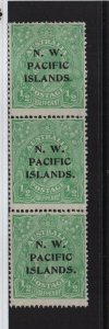 New Guinea North West Pacific Islands 1915 SG65 strip of 3 half penny MNH