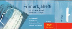 Iceland 2001 Booklet of 10 Scott #937a 55k Head, waterfall - EUROPA