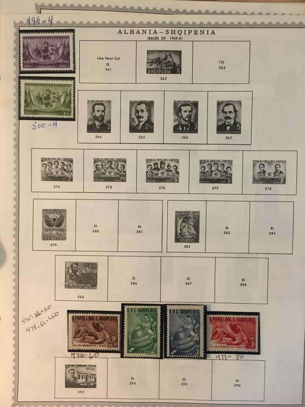 Collection of mint Albania stamps on Minkus pages