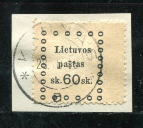 x361 - LITHUANIA 1919 Stamp - Kaunas Cancel - 60 sk on piece