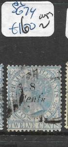 MALAYA  STRAITS SETTLEMENTS  (PP2704B)  QV 8C/12C  SG 74  VFU  COPY 2