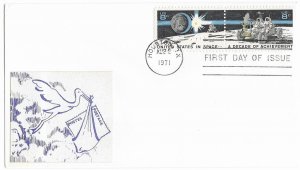 1971 FDC, #1331a, 8c Space Achievement, Edan Bert