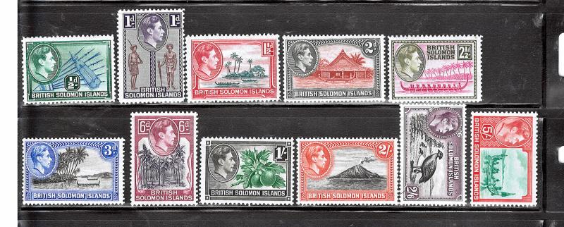 BRITISH SOLOMON Isl.1935-1951 #67 - 78 (#79 MISSED=$2.50) MH $57.25