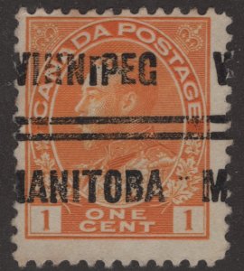 Used 105dxx Precancel Winnipeg 3-105d CAT. $25