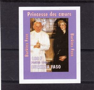 Burkina Faso 1998 Sc#1127A Pope John Paul II with Princess Diana Deluxe SS MNH