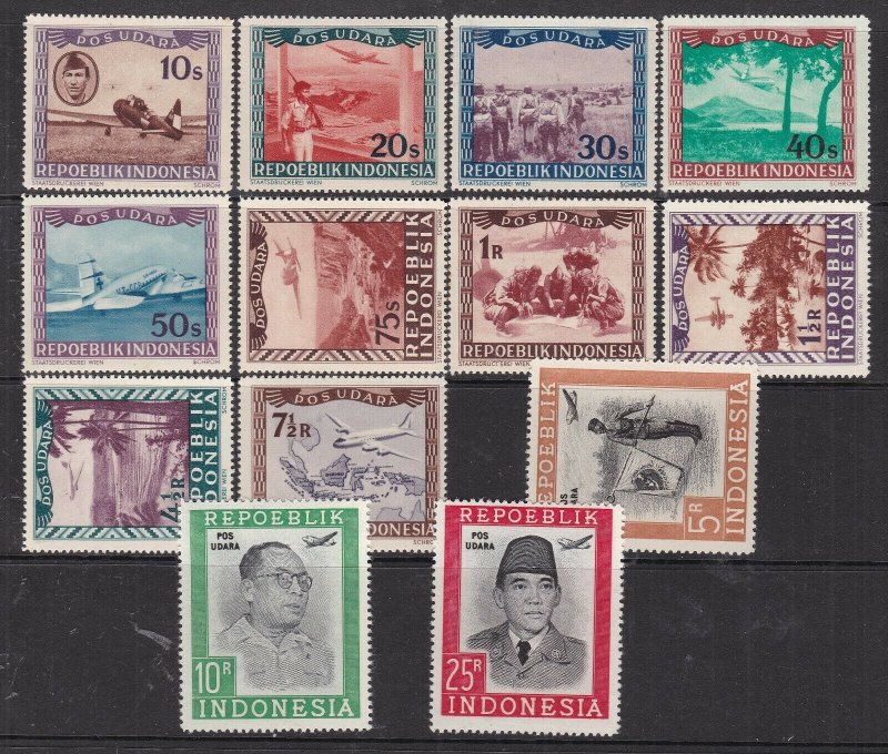 INDONESIA ( 1949 VIENNA)^^^^1948  sc# C1-C13 MNH AIRPOSTS set$$@ ta 1280indoW2