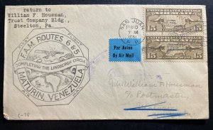 1931 San Juan Puerto Rico USA First Flight Cover FFC To Maturin Venezuela