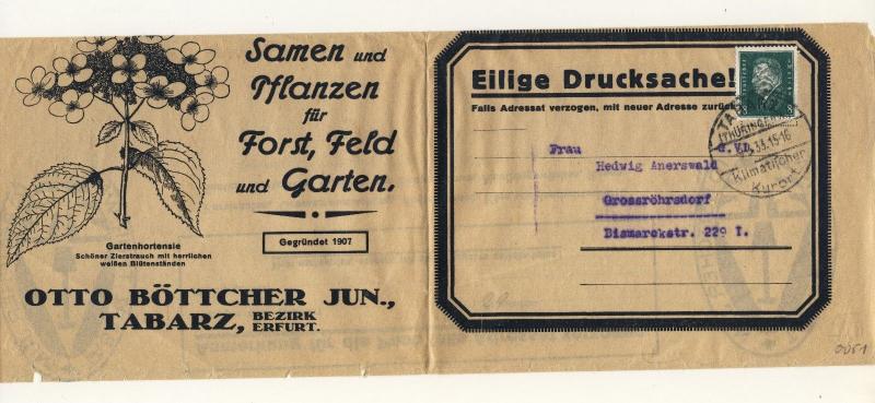 ALLEMAGNE / GERMANY / DEUTSCHLAND 1933 Mi.412 /Eilige Drucksache Streifband 