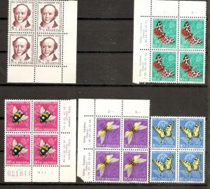 Switzerland B237-41 MNH 1954 Butterflies Blocks CV $44.00