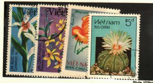 Vietnam DR #496, 1380, 1383, 1752 used Flowers