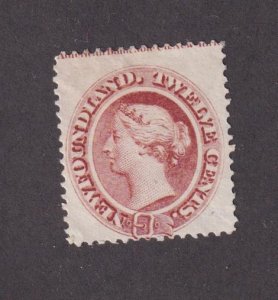 NEWFOUNDLAND # 28 VF-MLH PART INSCRIPTION ON 12cts PALE RED BROWN