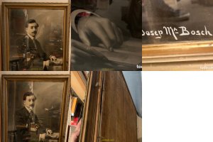 Preciosa pintura al carbon Grafito. José María Bosch. 1871-1951 - 95cm x 135 cm