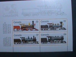 CANADA-1984 SC#1039a  CANADA'84 NATIONAL STAMP SHOW-TRAINS: MNH S/S SHEET-VF