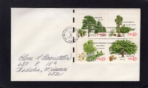 1767a American Trees, FDC blk/4 no cachet addressed