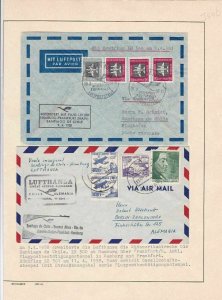 LUFTHANSA  2  EAST GERMAN AIRMAIL COVERS 1958 TO & FROM CHILE      R 2661 