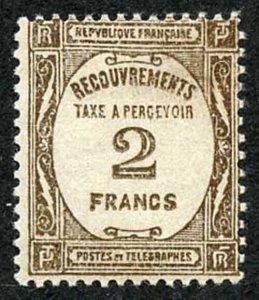 France 1927 2f brown Post Due Fine Fresh M/M