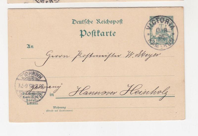 KAMERUN, 190 Postal Card with Reply, Yacht 5pf., VICTORIA to Hanover.