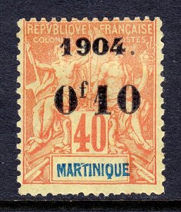 MARTINIQUE — SCOTT 57 — 1904 10c ON 40c SURCHARGE — MH — SCV $24