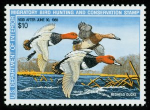 United States #RW54 Mint nh extremely fine   Cat$18 1987, $10 Redhead Ducks