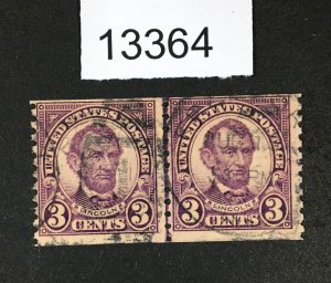 MOMEN: US STAMPS  # 600 LINE PAIR USED LOT #13364