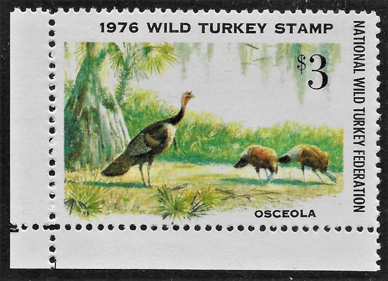 US 1976 NWTF-1 National Wild Turkey Foundation stamp XFNH Cat. Val. $55.00