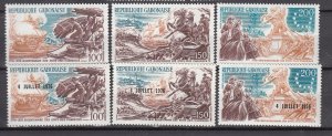 J43827 JLStamps 1976 gabon regular & ovpt sets mnh #c178-80,c181-3 designs