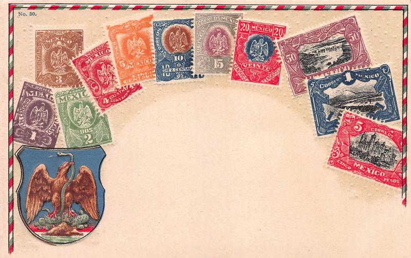 Mexico Stamp Postcard, #30, Published by Ottmar Zieher, Circa 1905-10, Unused