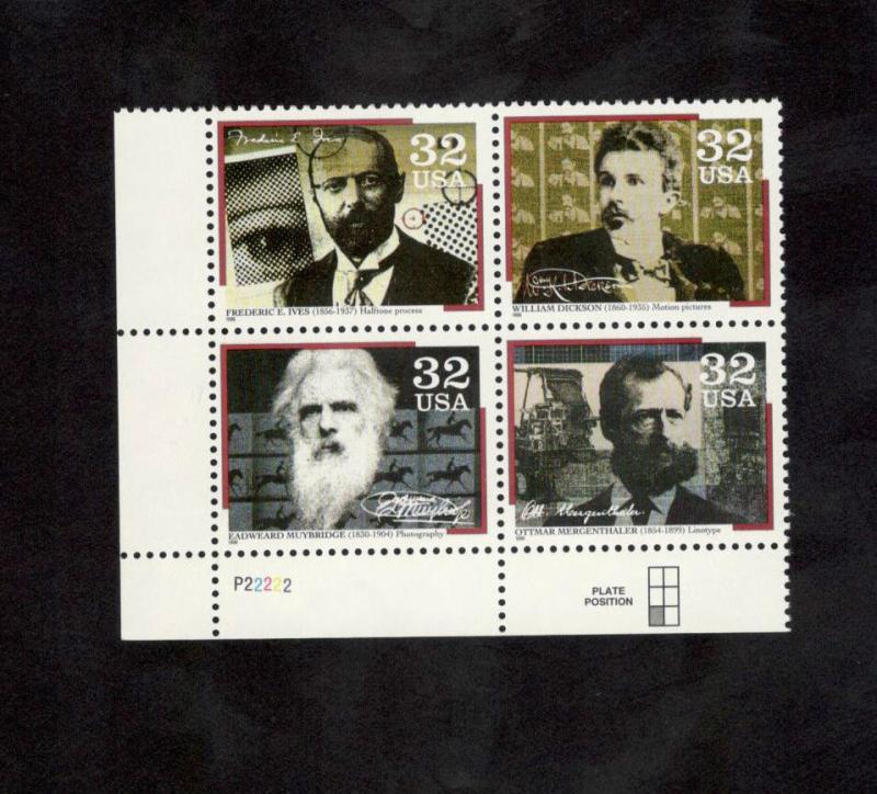 3061-64 Pioneers Of Communication Plate Block Mint/nh FREE SHIPPING