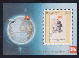 Cuba 2963 MNH 1987 HAFINE 87 Danish Postman Souvenir Sheet