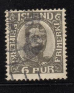 Iceland Sc 113 1920 6 aur dark gray Christian X stamp used