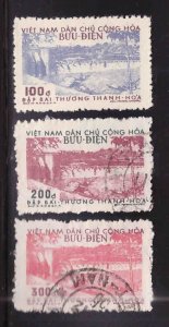 North Viet Nam Scott 47-49 mixed Mint and Used 1956 Dam set