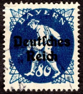 1920, Bavaria 80pf, Used, Well-Centered, Sc 265