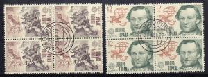 Spain  #2147-2148  cancelled  1979 Europa postal history in blocks of 4